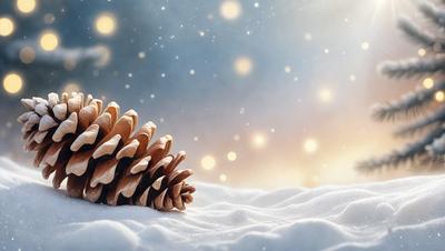 The primary subject of the image is a pine cone, which is the main object in the scene. The setting is a snowy environment, with the pine cone sitting on a snow-covered ground. The visual style of the image is a photo, capturing the beauty of the pine cone in its natural winter setting. The colors and mood of the image are predominantly white, with the snow creating a serene and peaceful atmosphere.